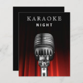 Black Karaoke Night Party Einladung (Vorne/Hinten)