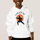 Black Karate Silhouette & Rising Sun, Martial Arts Hoodie (Vorderseite)