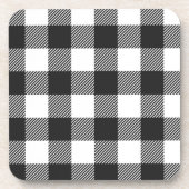 Black Kariert Buffalo Karo Pattern Getränkeuntersetzer (Vorderseite)