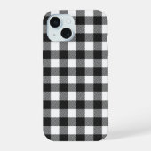 Black Kariert Buffalo Karo Pattern iPhone 15 Hülle (Rückseite)