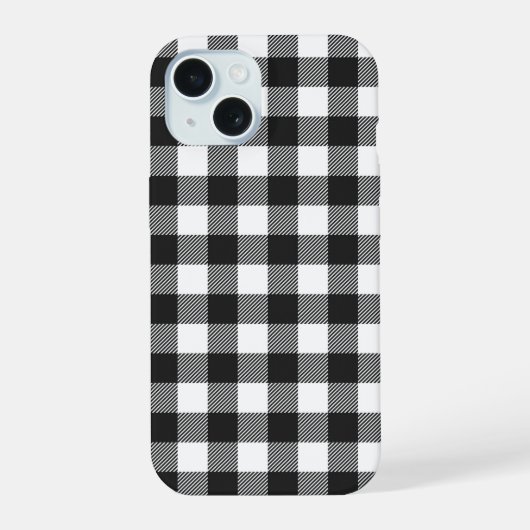 Black Kariert Buffalo Karo Pattern iPhone 15 Hülle (Rückseite)