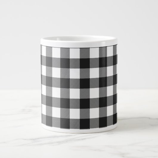 Black Kariert Buffalo Karo Pattern Jumbo-Tasse (Vorderseite)