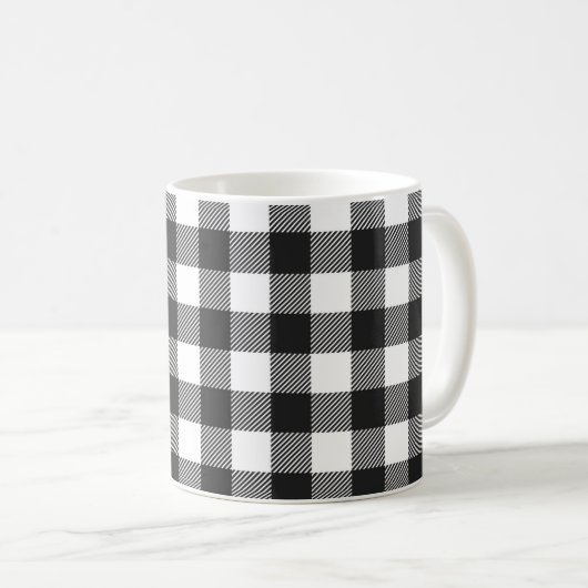 Black Kariert Buffalo Karo Pattern Kaffeetasse (VorderseiteRechts)