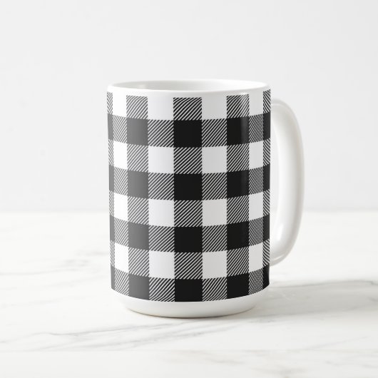 Black Kariert Buffalo Karo Pattern Kaffeetasse (VorderseiteRechts)