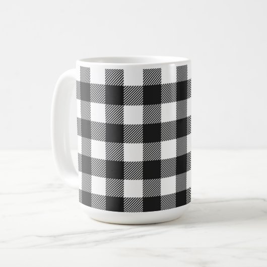 Black Kariert Buffalo Karo Pattern Kaffeetasse (Vorderseite Links)