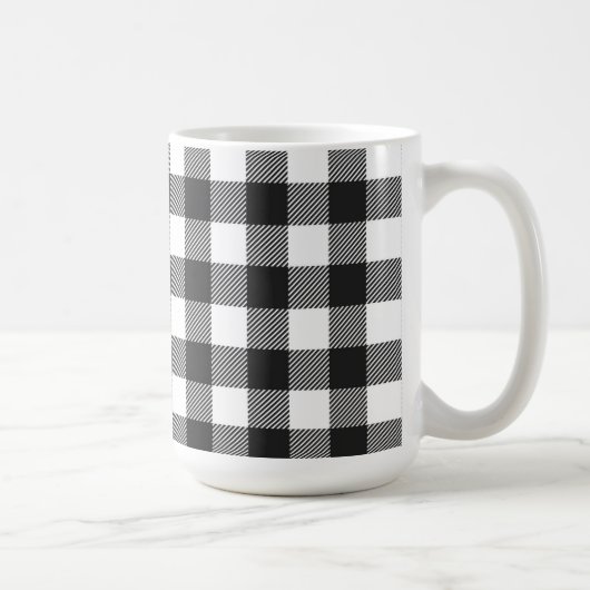 Black Kariert Buffalo Karo Pattern Kaffeetasse (Rechts)