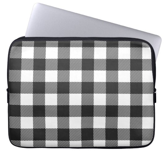 Black Kariert Buffalo Karo Pattern Laptopschutzhülle (Vorderseite)