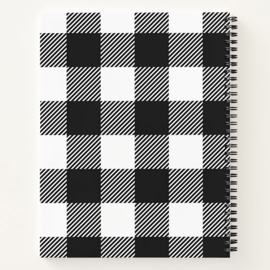 Black Kariert Buffalo Karo Pattern Notizblock (Rückseite)
