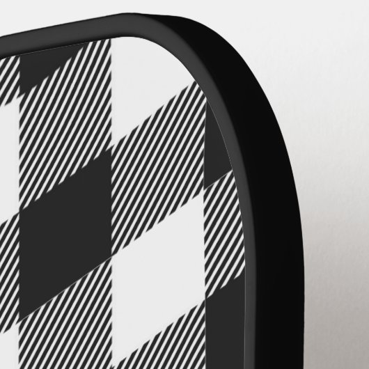 Black Kariert Buffalo Karo Pattern Pickleball Schläger (Linke Seite)