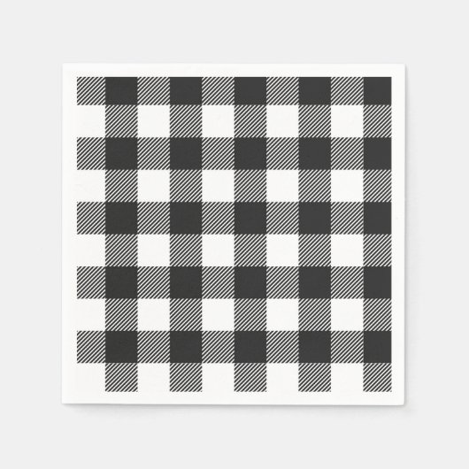 Black Kariert Buffalo Karo Pattern Serviette (Vorderseite)