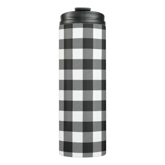 Black Kariert Buffalo Karo Pattern Thermosbecher (Vorderseite)