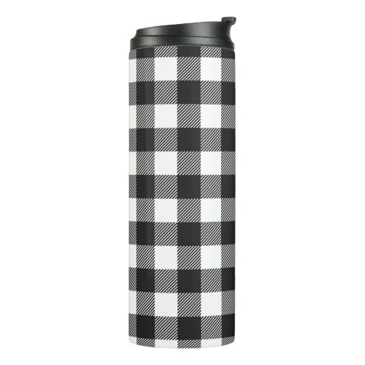 Black Kariert Buffalo Karo Pattern Thermosbecher (Nach links gedreht)