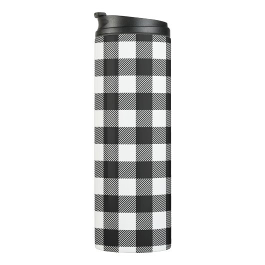 Black Kariert Buffalo Karo Pattern Thermosbecher (Nach rechts gedreht)