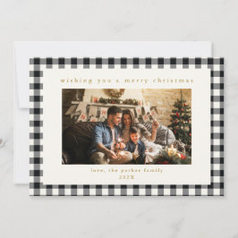 Black Kariert Custom Foto Weihnachtskarte Feiertagskarte