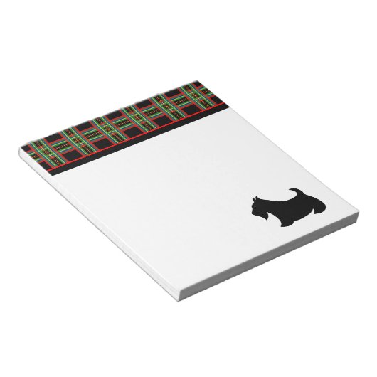 Black Kariert Scottish Terrier Notepad Notizblock (angewinkelt)