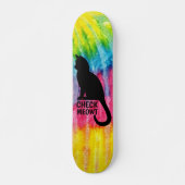 Black Karo Meowt gefärbte Krawatte Skateboard Deck (Vorne)