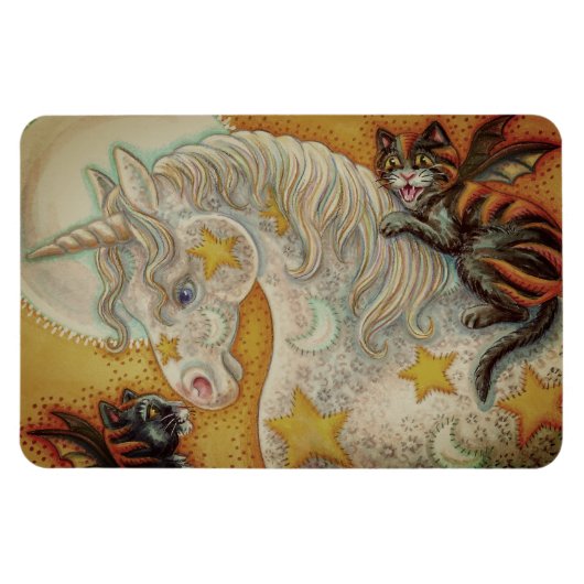 BLACK-KATZEN UND HALLOWEE UNICORN-Leere Magnet (Horizontal)