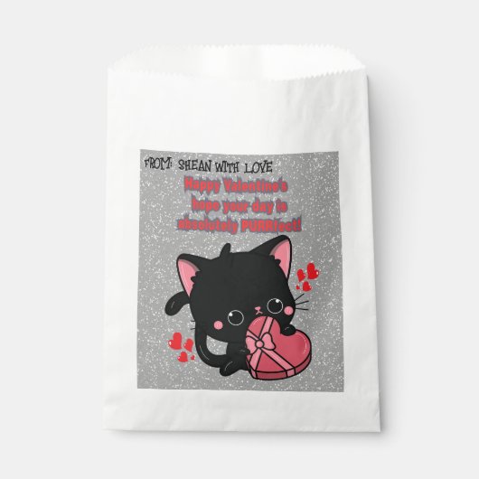 Black Kawaii Funny Valentine Kitten Geschenktütchen (Vorderseite)