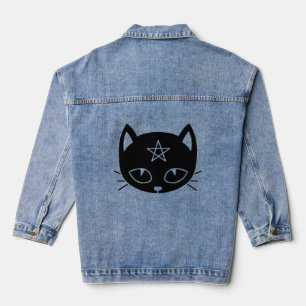 Black Kawaii Pagan Cat Jeansjacke