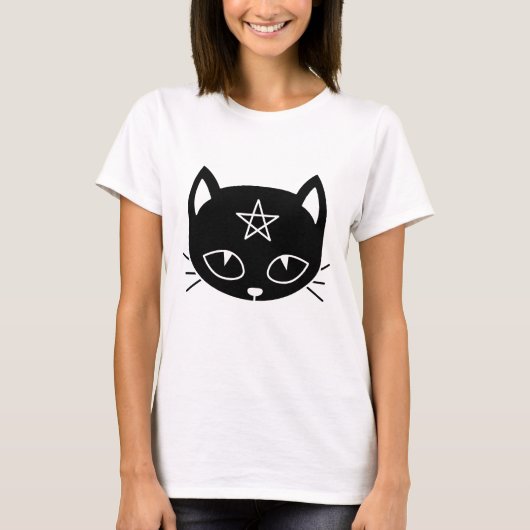 Black Kawaii Pagan Cat T - Shirt (Vorderseite)