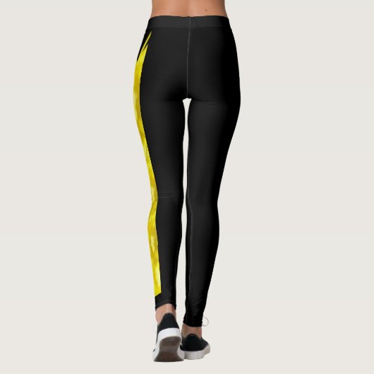 Black Kentucky Goldenrod Staat Blume Leggings (Rückseite)