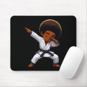 Black Kid Karate Funny Dabbing Afro Black Belt Boy Mousepad (Mit Mouse)