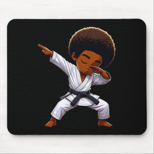 Black Kid Karate Funny Dabbing Afro Black Belt Boy Mousepad