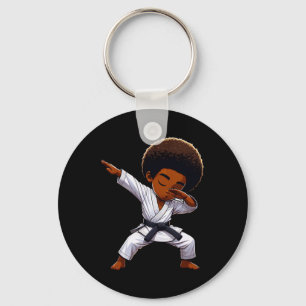 Black Kid Karate Funny Dabbing Afro Black Belt Boy Schlüsselanhänger