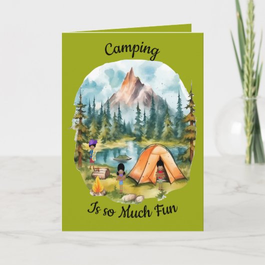 Black Kids Camping Miss You Card Dankeskarte (Vorderseite)