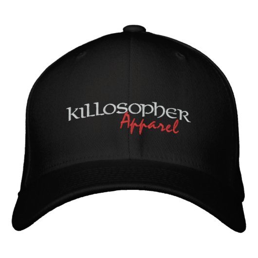 Black Killosopher Apparel Flexfit Cap Bestickte Baseballkappe (Vorderseite)
