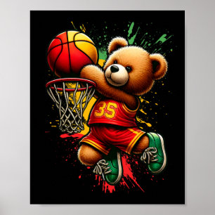 Black King Dunking Bysketbyll Black History Bear 1 Poster