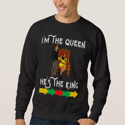 Black King Queen Husband Wife Boyfriend Girlfriend Sweatshirt (Vorderseite)