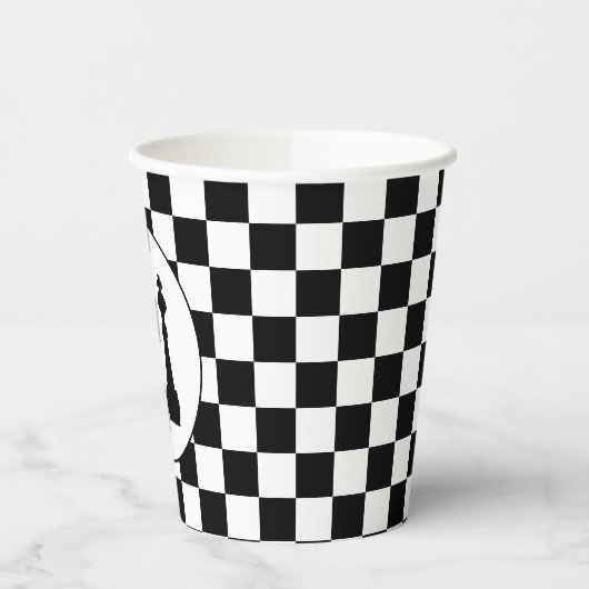 Black King Schach Pieces Gay Wedding Monogram Pappbecher (Links)