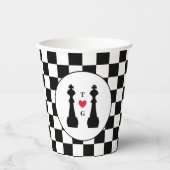 Black King Schach Pieces Gay Wedding Monogram Pappbecher (Vorderseite)