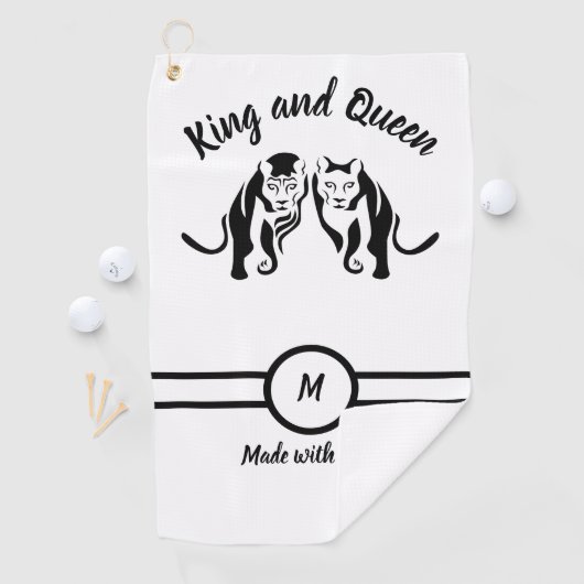 Black Kings and Queens Black Leo Lion and Lioness Golfhandtuch (Insitu)