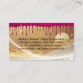 Black Kiss Stain | Gold Glitzer und Tropfen Visitenkarte (Rückseite)