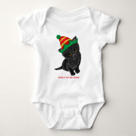 Black-Kitten-Babys 1. Weihnachts-personalisierter  Baby Strampler