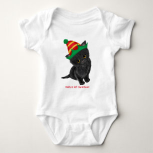 Black-Kitten-Babys 1. Weihnachts-personalisierter Baby Strampler