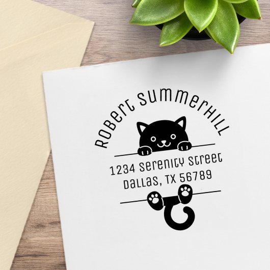 Black Kitten Cat Arch Address Gummistempel