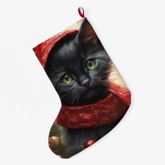 Black Kitten Großer Weihnachtsstrumpf (Rückseite (Hängend))