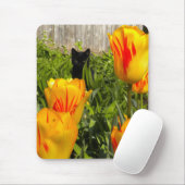 Black Kitten in der Tulip Garden Mousepad (Mit Mouse)