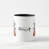 Black Kitten in einem Halloween-Kürbis Tasse (Zentrum)