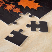 Black Kitten in Hexenhut Amid Halloween Pumpkins Puzzle (Seite)