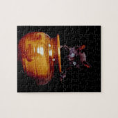 Black Kitten in Keramik Vase, schwarzer Hintergrun Puzzle (Horizontal)