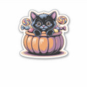 Black Kitten in Leckerei Bucket Classic T - Shirt Aufkleber (Vorderseite)