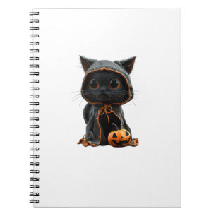Black Kitten in Pumpkin Cape - Halloween Design Notizblock