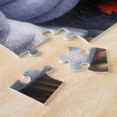 Black Kitten mit weißem Pumpkin Halloween Puzzle (Seite)