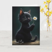 Black Kitten mit weißer Daisy Danke Karte (Gelbe Blume)