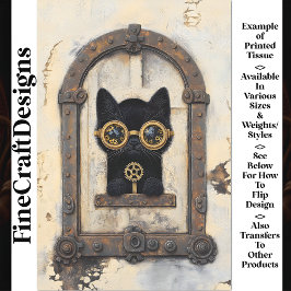 Black Kitten Peeking durch Loch AP1 Decoupage Seidenpapier