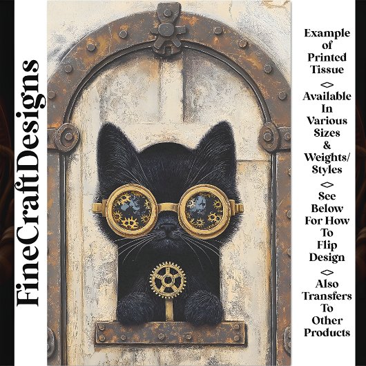 Black Kitten Peeking durch Loch AP2 Decoupage Seidenpapier